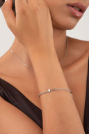 Gümüş İki farklı zincir ve taş detaylı 925 ayar gümüş bileklik 116