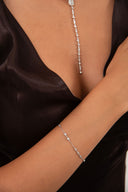 Gümüş Kristal taş dizlimi ve ince zincir detaylı 925 ayar gümüş bileklik 121