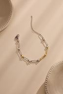 Altın Dikdörtgen halka detaylı 925 ayar gümüş bileklik 125