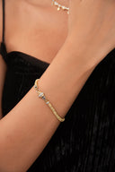 Altın Kilit süslemeli zarif tasarımlı 925 ayar gümüş bileklik 145