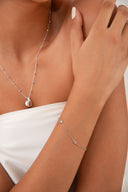 Gümüş Yıldız ve kristal taş detaylı 925 ayar gümüş bileklik 156