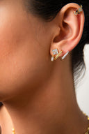 Altın Kristal taş detaylı 925 ayar gümüş küpe 01