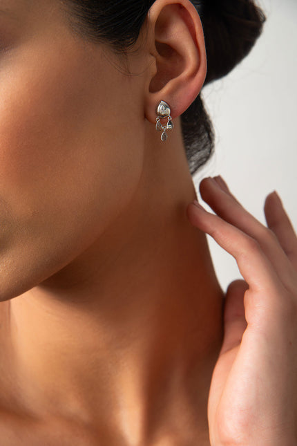 Silver 925 sterling silver earrings with pear and stone details 02