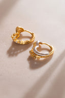 Altın Kalp ve kristal taş detaylı 925 ayar gümüş küpe 03