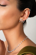 Gümüş Parlak taş işlemeli 925 ayar gümüş küpe 07