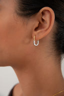 Altın Oval formlu 925 ayar gümüş küpe 135