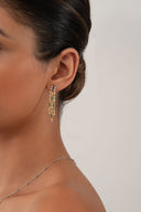 Altın Sallantılı yeşil detaylı ve kristal taşlı 925 ayar gümüş küpe 137