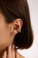 Altın Krisatal taş detaylı 925 ayar kıkırdak küpe 263