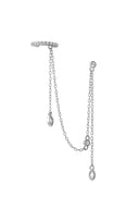 Gümüş Kristal taş ve zincir detaylı 925 ayar gümüş küpe 93