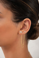 Altın Yaprak ve zincir detaylı 925 ayar gümüş küpe 94