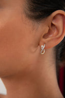 Altın Kristal taş ve kavisli form detaylı 925 ayar gümüş küpe 95