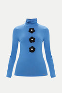 Lacivert Aksesuar detaylı örme bluz 19665-B