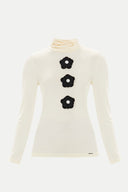 Ekru Aksesuar detaylı örme bluz 19665-B