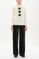 Ekru Aksesuar detaylı örme bluz 19665-B