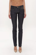 Siyah Kemer ve metal aksesuarlı denim pantolon 40850