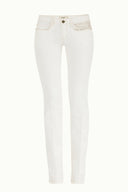Beyaz Kemer ve metal aksesuarlı denim pantolon 40850