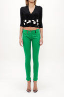 Yeşil Dar kesim pamuk pantolon 40932
