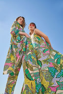 Desenli Beli lastikli bol kesim pantolon 41602