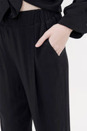 Siyah Beli lastikli bol kesim pantolon 41608