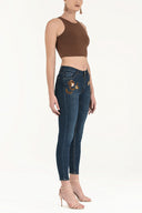 Lacivert İşlemeli skinny fit jean pantolon 41284