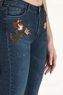 Lacivert İşlemeli skinny fit jean pantolon 41284