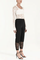 Siyah Lastik ve dantelli pamuk pantolon 41300