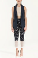 Lacivert Lastik ve dantelli pamuk pantolon 41300