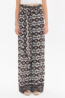 Kahve Yüksek bel bol kesim pantolon 41302