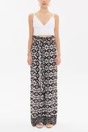 Kahve Yüksek bel bol kesim pantolon 41302