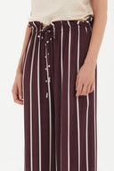 Bordo Yüksek bel çizgili bol kesim pantolon 41303