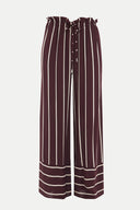 Bordo Yüksek bel çizgili bol kesim pantolon 41303