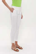 Beyaz Beli lastikli dar kesim pantolon 41311