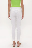 Beyaz Beli lastikli dar kesim pantolon 41311