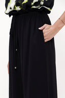 Siyah Beli lastikli bol paça pantolon 41345