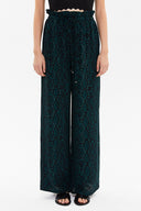 Desenli Beli lastikli bol paça pantolon 41345