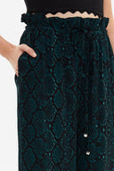 Desenli Beli lastikli bol paça pantolon 41345