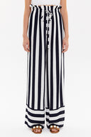 Lacivert Beli lastikli bol paça pantolon 41346