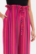 Pembe Çizgili Bol kesim beli lastikli pantolon 41369