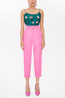 Fuşya Yüksek bel pileli pantolon 41370