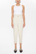 Sütlü Kahve Yüksek bel pileli pantolon 41370