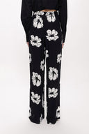 Siyah Beyaz Beli lastikli bol kesim pantolon 41623