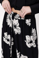 Siyah Beyaz Beli lastikli bol kesim pantolon 41623