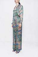 Desenli Beli lastikli bol kesim pantolon 41625