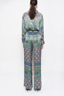 Desenli Beli lastikli bol kesim pantolon 41625