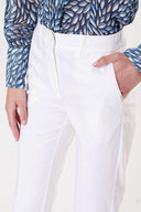 Beyaz Beli lastikli boru paça pantolon 41630