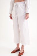 Beyaz Beli lastikli bol kesim pantolon 41645