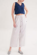 Ekru Beli lastikli bol kesim pantolon 41646