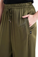 Haki Beli lastikli bol kesim pantolon 41646
