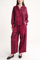 Bordo Beli lastikli bol kesim pantolon 41646