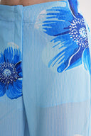 Mavi Beli lastikli piliseli bol paça pantolon 41649